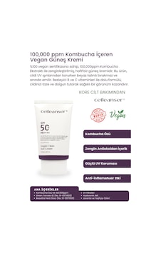 Celleanser Kombucha İçeren Vegan Güneş Kremi SPF50+ 50 ML Celleanser Kombucha İçeren Vegan Güneş Kremi SPF50+ 50 ML