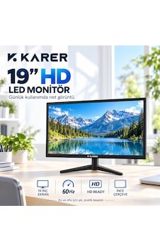 19 İnç Led Bilgisayar Monitörü 60hz Hd Ready İnce Çerçeveli Masaüstü Monitör