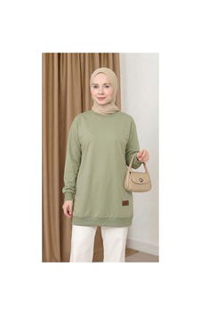 Unika Boutique Kadın Bisiklet Yaka Tesettür Yırtmaçlı Armalı Tunik Sweat Sweatshirt Haki Unika Boutique Kadın Bisiklet Yaka Tesettür Yırtmaçlı Armalı Tunik Sweat Sweatshirt Haki
