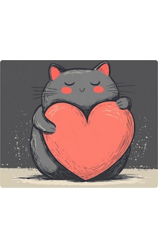 Kalp Ve Kedi Baskılı Mousepad 17,5x21,5 Cm Kalp Ve Kedi Baskılı Mousepad 17,5x21,5 Cm