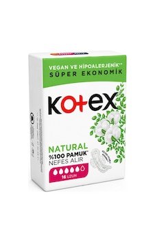 Kotex Ultra Natural Uzun Ped 16'lı %100 Pamuk Üst Yüzey, Vegan Ve Hipoalerjenik Hijyenik Ped Kotex Ultra Natural Uzun Ped 16'lı %100 Pamuk Üst Yüzey, Vegan Ve Hipoalerjenik Hijyenik Ped