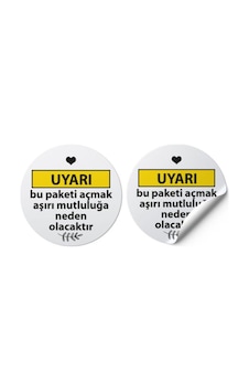 Uyarı Bu Paketi Açmak Mutluluğa Neden Olacaktır Yuvarlak Sticker Beyaz Zemin 4x4 Cm 100 Adet Diğer Uyarı Bu Paketi Açmak Mutluluğa Neden Olacaktır Yuvarlak Sticker Beyaz Zemin 4x4 Cm 100 Adet Diğer