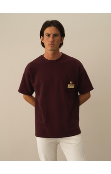 Xint Bordo Pamuk Dokulu Oversize Tişört 502051 Xint Bordo Pamuk Dokulu Oversize Tişört 502051