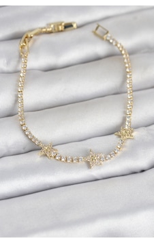 Pirinç Gold Renk Minimal Yıldız Model Zirkon Taşlı Su Yolu K Tdrtr