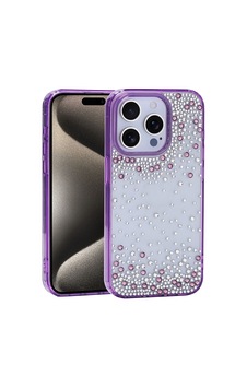 Apple iPhone Uyumlu 15 Pro Kılıf Airbag Tasarımlı Damla Taşlı Şeffaf Zore Pera Silikon Kapak - Mor Apple iPhone Uyumlu 15 Pro Kılıf Airbag Tasarımlı Damla Taşlı Şeffaf Zore Pera Silikon Kapak - Mor