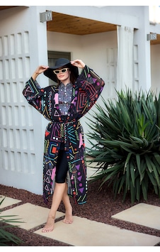 Remsa Canan Şifon Kimono Pareo Rms-rp025-26 Siyah Remsa Canan Şifon Kimono Pareo Rms-rp025-26 Siyah