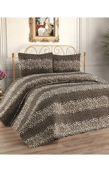 Çift Kişilik Leopar Desen Yatak Örtüsü Renkli Çift Kişilik Leopar Desen Yatak Örtüsü Renkli