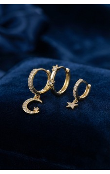 Bay 3 Lü Ay Ve Yıldız Model Gold Renk Set Küpe Najmaddin Standart Bay 3 Lü Ay Ve Yıldız Model Gold Renk Set Küpe Najmaddin Standart