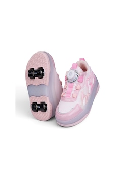 Nstil Unisex Çocuk Spor Ayakkabı Akıllı Bağcıklı Çıkarılabilen Patenli Işıklı Rahat Sneaker 030 Pembe