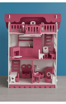 Ahşap Oyun Evi 32 Parça Koyu Pembe Ahşap Oyun Evi 32 Parça Koyu Pembe