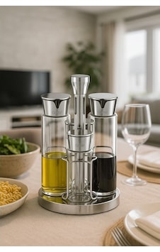 Arow Mace 4'lü Salata Sosu Standlı Servis Seti Şeffaf Arow Mace 4'lü Salata Sosu Standlı Servis Seti Şeffaf