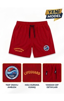 Lifeguard Yeni Model Profesyonel Tssf Onaylı Cankurtaran Şortu Kırmızı