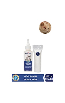 Veturel Kedi Göz Temizleme Solüsyonu Akıntı Alerji Kızarıklık Gözyaşı Lekesi 100ml Disk Pamuk 50li Veturel Kedi Göz Temizleme Solüsyonu Akıntı Alerji Kızarıklık Gözyaşı Lekesi 100ml Disk Pamuk 50li