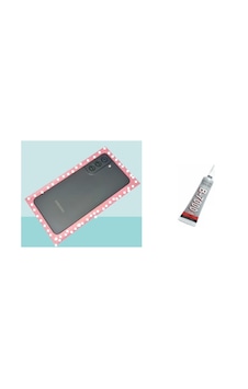 Samsung Galaxy Uyumlu S21 Fe Batarya Kapağı Kapak Kamera Lensli Yeşil + B7000 Yapıştırıcı