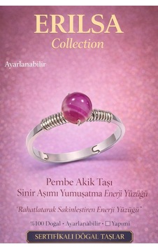 Sertifikalı Sinir Aşımı Yumuşatma Yüzüğü Pembe Akik Taşı Çok Renkli Sertifikalı Sinir Aşımı Yumuşatma Yüzüğü Pembe Akik Taşı Çok Renkli
