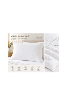 2 Kat Müslin Yastık Kılıfı 50x70 Cm Kapaklı Model %100 Pamuk Beyaz Beyaz 2 Kat Müslin Yastık Kılıfı 50x70 Cm Kapaklı Model %100 Pamuk Beyaz Beyaz