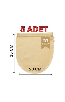 25x30 Cm 5 Adet Organik Pamuk Süzme Kesesi Süt Bezi Çok Amaçlı Kese Süt Bezi Yoğurt Peynir Bej
