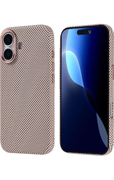 Apple Uyumlu iPhone 17 Kılıf M-safe Şarj Özellikli Karbon Fiber Görünümlü Mkst Nekst Kapak - Gold Altın