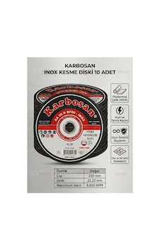 Inox Paslanmaz Çelik Kesme Diski 230x1.9 Mm Büyük Spiral Taşı 10 Adet Inox Paslanmaz Çelik Kesme Diski 230x1.9 Mm Büyük Spiral Taşı 10 Adet