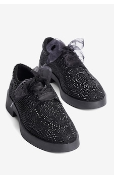 Mubiano Kadın Süet Loafer Oxford Taşlı Tül Bağcıklı Pera Siyah Mubiano Kadın Süet Loafer Oxford Taşlı Tül Bağcıklı Pera Siyah