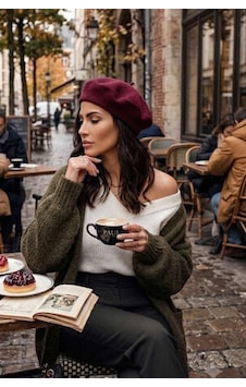 Ritagarcia Vintage Tarz Kadın Fransız Keçe Ressam Bere Bordo Ritagarcia Vintage Tarz Kadın Fransız Keçe Ressam Bere Bordo