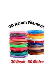 20 Renk 3 Metre 3d Kalem Pla Filament- 60 Metre 20 Renk 3 Metre 3d Kalem Pla Filament- 60 Metre