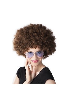 Kahve Renk Kıvırcık Afro Bonus Peruk Çok Renkli