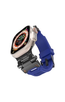 Watch 7 45mm Ogaa Krd-108 Metal Başlıklı Silikon Kordon-siyah-mavi Watch 7 45mm Ogaa Krd-108 Metal Başlıklı Silikon Kordon-siyah-mavi
