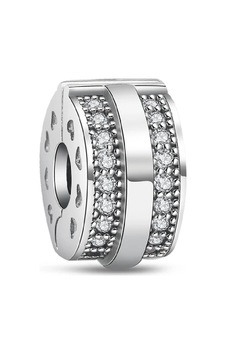 Fubena Şeffaf Pavé Klips Taş Şeritli Charm Gümüş Fubena Şeffaf Pavé Klips Taş Şeritli Charm Gümüş