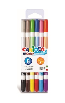Carioca Çift Renkli Süper Yıkanabilir Keçeli Boya Kalemi 6'lı 12 Renk Carioca Çift Renkli Süper Yıkanabilir Keçeli Boya Kalemi 6'lı 12 Renk