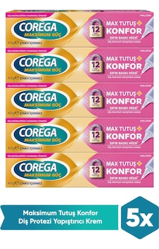 Corega Max Tutuş + Konfor Diş Protezi Yapıştırıcı Krem 5 x 40 G Corega Max Tutuş + Konfor Diş Protezi Yapıştırıcı Krem 5 x 40 G