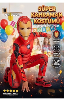 Milays Kaslı Karakter Kostümü Ve Maskesi Kas İçleri Elyaf Dolgulu kırmızı Milays Kaslı Karakter Kostümü Ve Maskesi Kas İçleri Elyaf Dolgulu kırmızı