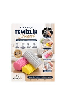 3'lü Çok Amaçlı Temizlik Süngeri - Çizmeyen Yüksek Su Emici Bulaşık, Tezgah Ve Araç Yıkama Süngeri Seti