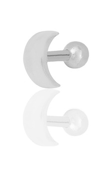 Gümüş Rodyumlu Hilal Modeli Tragus Helix Piercing Küpe Barcode Gümüş - Çok Renkli