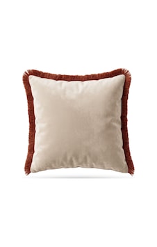 "sable" Püsküllü Kadife Düz Kırlent Kılıfı - 45x45 Kiremit Ekru