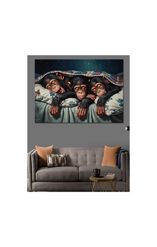 Yorgan Altında Uyuyan Yavru Maymunlar Yağlı Boya Dokulu Kanvas Tablo Canvas Tablosu Yorgan Altında Uyuyan Yavru Maymunlar Yağlı Boya Dokulu Kanvas Tablo Canvas Tablosu