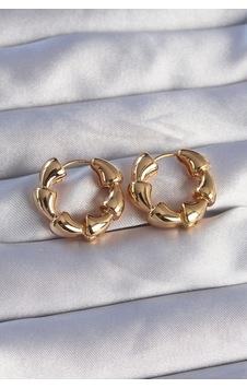 Pirinç Gold Renk Damla Kıvrım Tasarımlı Halka Küpe Diğer Pirinç Gold Renk Damla Kıvrım Tasarımlı Halka Küpe Diğer