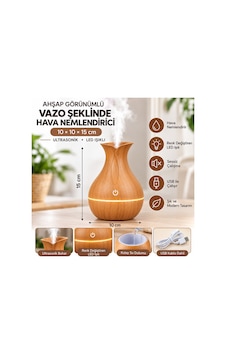 Ahşap Görünümlü Ultrasonik Hava Nemlendirici Aroma Difüzör Led Işıklı Usb Vazo Açık Kahve-şarjlı Açık Kahve Ahşap Görünümlü Ultrasonik Hava Nemlendirici Aroma Difüzör Led Işıklı Usb Vazo Açık Kahve-şarjlı Açık Kahve