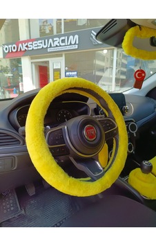 Yumuşak Tüylü Peluş Direksiyon Kılıfı Sarı 0 Yumuşak Tüylü Peluş Direksiyon Kılıfı Sarı 0