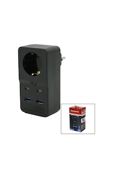 Termal Akım Korumalı 1xpriz 2x Usb 2x Type-c Duvar Tipi Priz Siy Termal Akım Korumalı 1xpriz 2x Usb 2x Type-c Duvar Tipi Priz Siy
