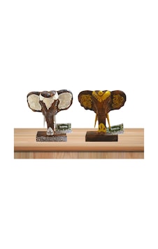 Ahşap Dekoratif Fil Kafa 22 Cm 2'li Set Sedefli Ve Desenli Otantik El Yapımı Biblo Ahşap Dekoratif Fil Kafa 22 Cm 2'li Set Sedefli Ve Desenli Otantik El Yapımı Biblo