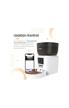 Haustier Qq029 Kameralı 1080p Gece Görüş Akıllı Kedi Köpek Otomatik Mama Kabı, App-wifi Uzaktan Kontrol, Sesle Çağırma, 2.4ghz/5ghz, 4lt Hazne, Metal Kase Beyaz