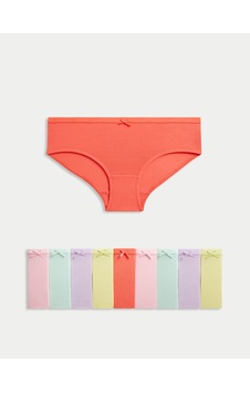 Marks & Spencer 10'lu Pamuk Karışımlı Kız Çocuk Külot Seti (2-14 Yaş) T71001283V Çok Renkli