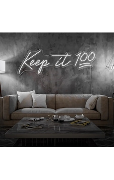 Keep İt 100 Yazılı Neon Tabela Beyaz Keep İt 100 Yazılı Neon Tabela Beyaz
