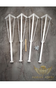 By Hakan Aşkın 70 Cm Metal Beyaz Masa Firkete Ayağı Ve Takımı 4 Lü Parlak Beyaz