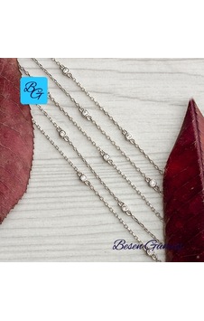 Beş Sıralı Araları Taşlı Zincir Bileklik Gümüş