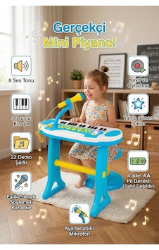 Çocuk Piyano Org Seti Mikrofonlu Tabureli - 31 Tuşlu Işıklı Sesli Eğitici Müzik Aleti Oyuncağı Çocuk Piyano Org Seti Mikrofonlu Tabureli - 31 Tuşlu Işıklı Sesli Eğitici Müzik Aleti Oyuncağı