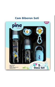 Pine Natura Biberon Seti Cam - Mavi Pine Natura Biberon Seti Cam - Mavi