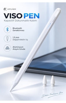 Viso Pen Stpvs-001 Kapasitif Dokunmatik Kalem, Tablet Ve Telefon Uyumlu, Usb-c Şarjlı, 2 Yedek Uçlu Beyaz Viso Pen Stpvs-001 Kapasitif Dokunmatik Kalem, Tablet Ve Telefon Uyumlu, Usb-c Şarjlı, 2 Yedek Uçlu Beyaz
