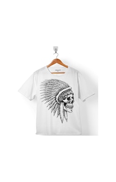 Aztec Skull Drawıngs Kuru Kafa Kızıl Derili Çocuk Tişört 001